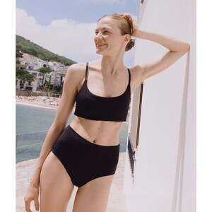 NWT  The High Waist Bikini Bottom - Eco Nylon - Black Size M